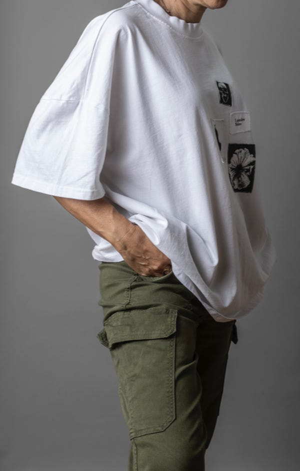 WHITE OVERSIZED MOCK NECK TEE