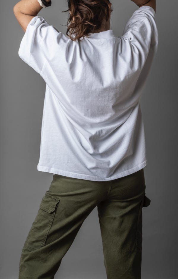 WHITE OVERSIZED MOCK NECK TEE